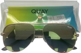 Quay Gold High Key Mini  polarised Sunglasses in Case