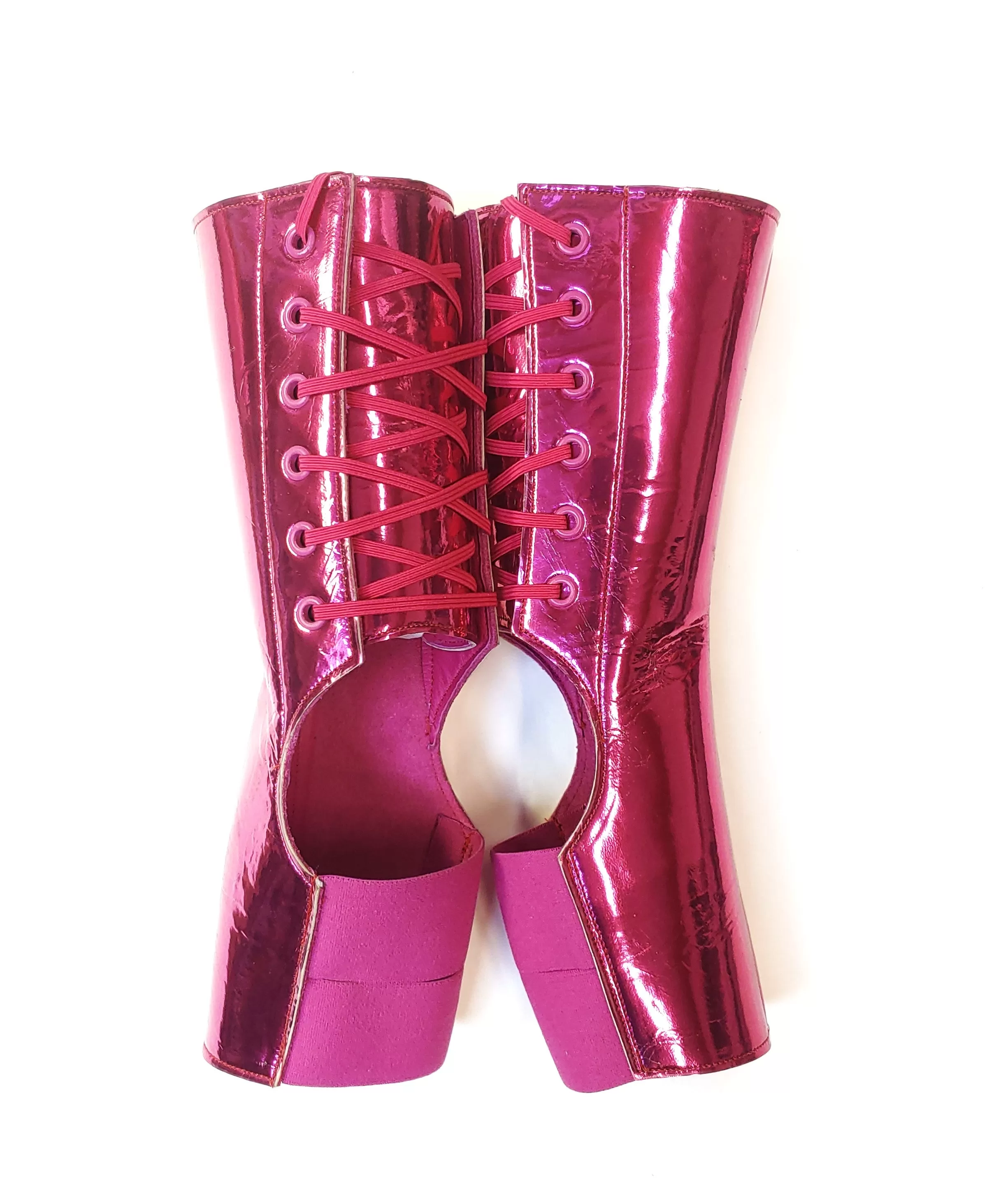 READY MADE & LIMITED EDITION Short Aerial boots in Pink Mirror Leather SIZE 1