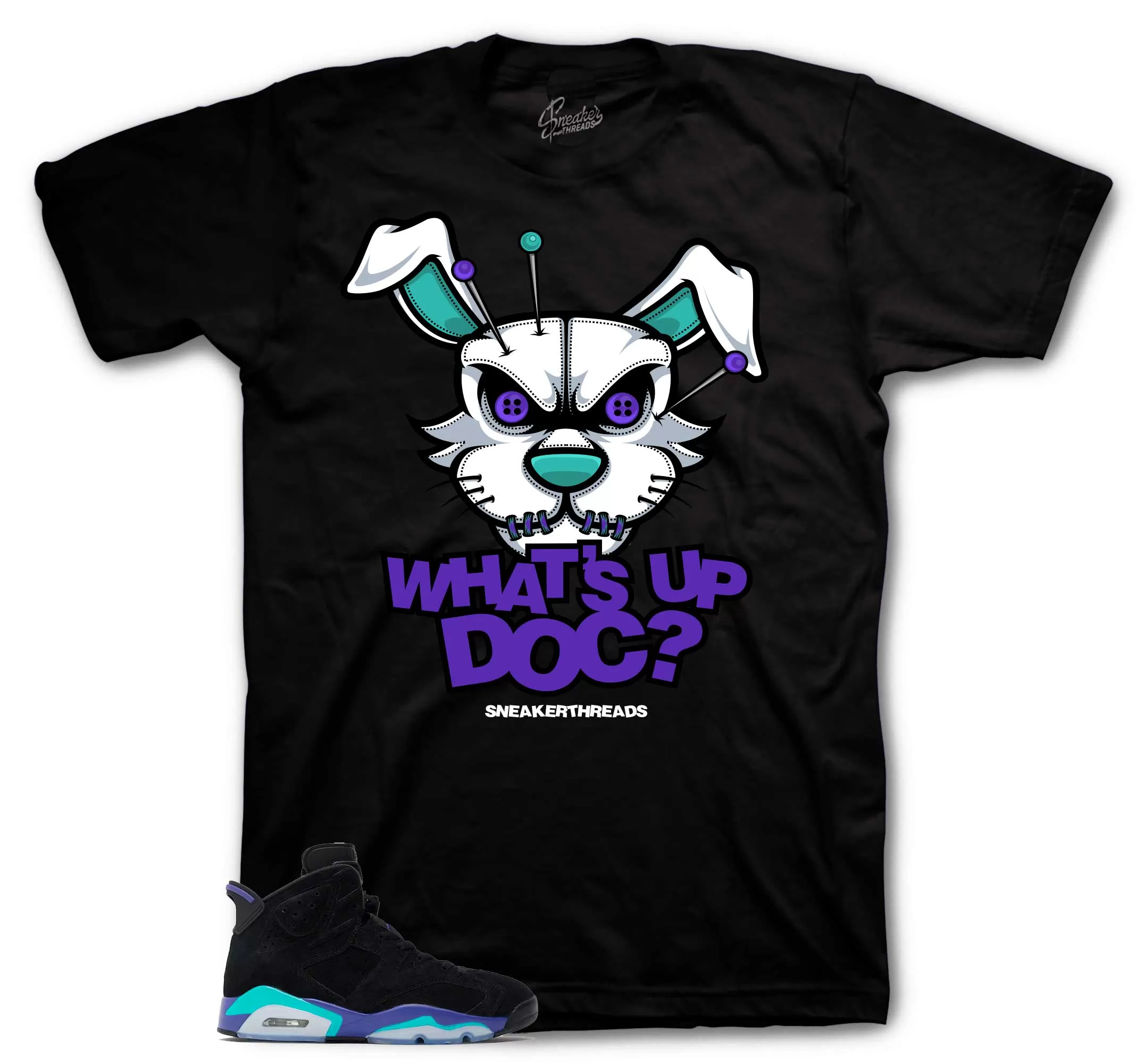 Retro 6 Aqua Shirt - Killa Rabbit - Black