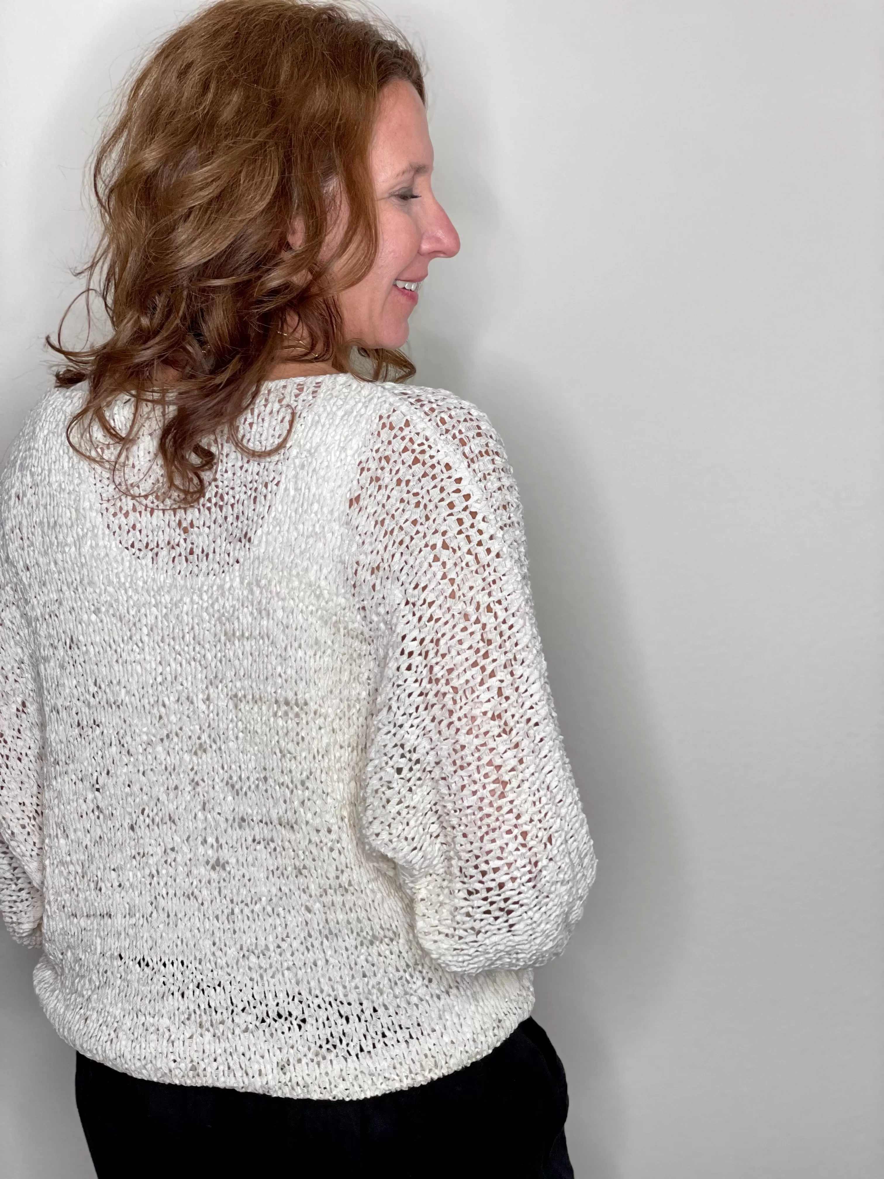 Ribbon Knit Sweater in Cream