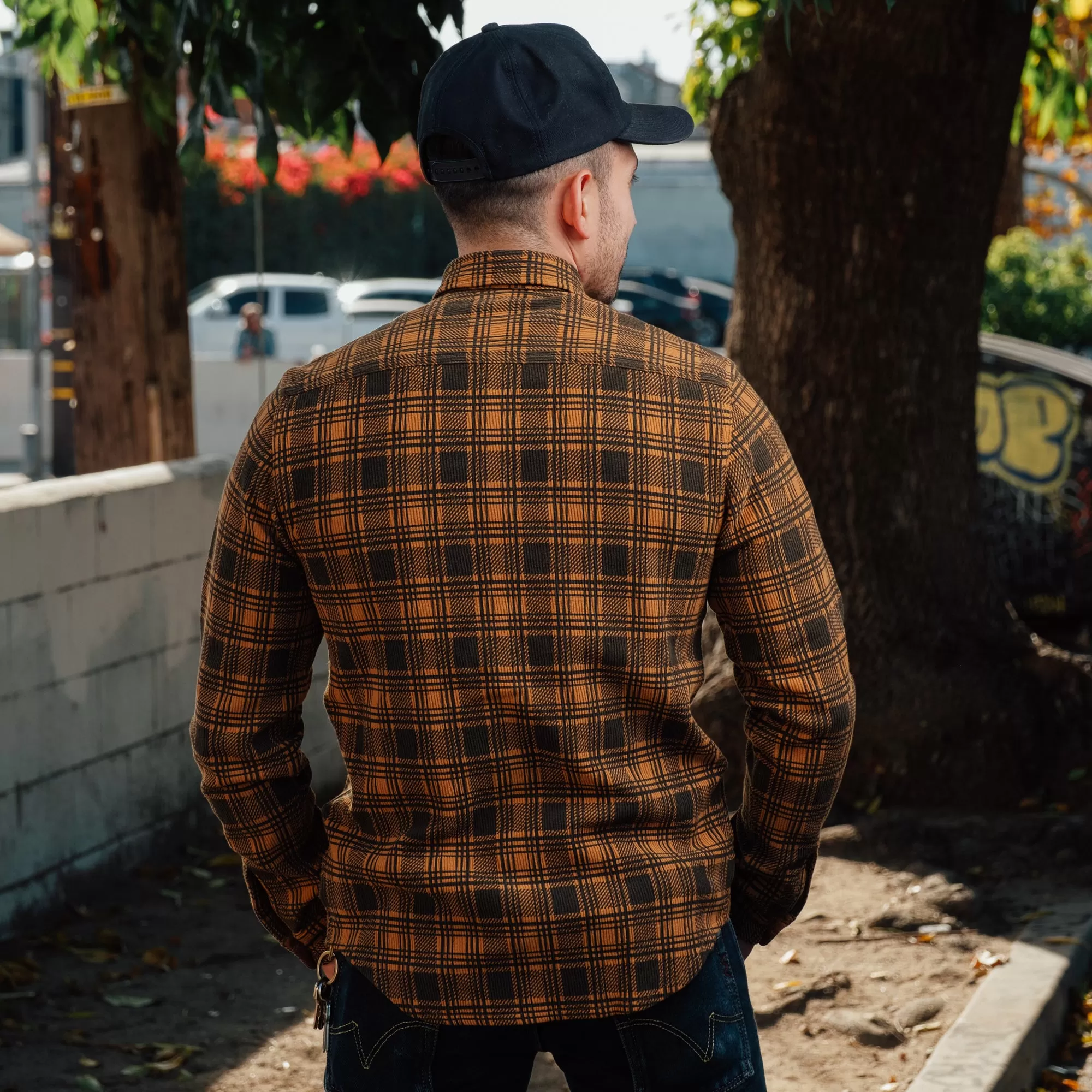 RRL Checked Jersey Workshirt Gold/Black FINAL SALE