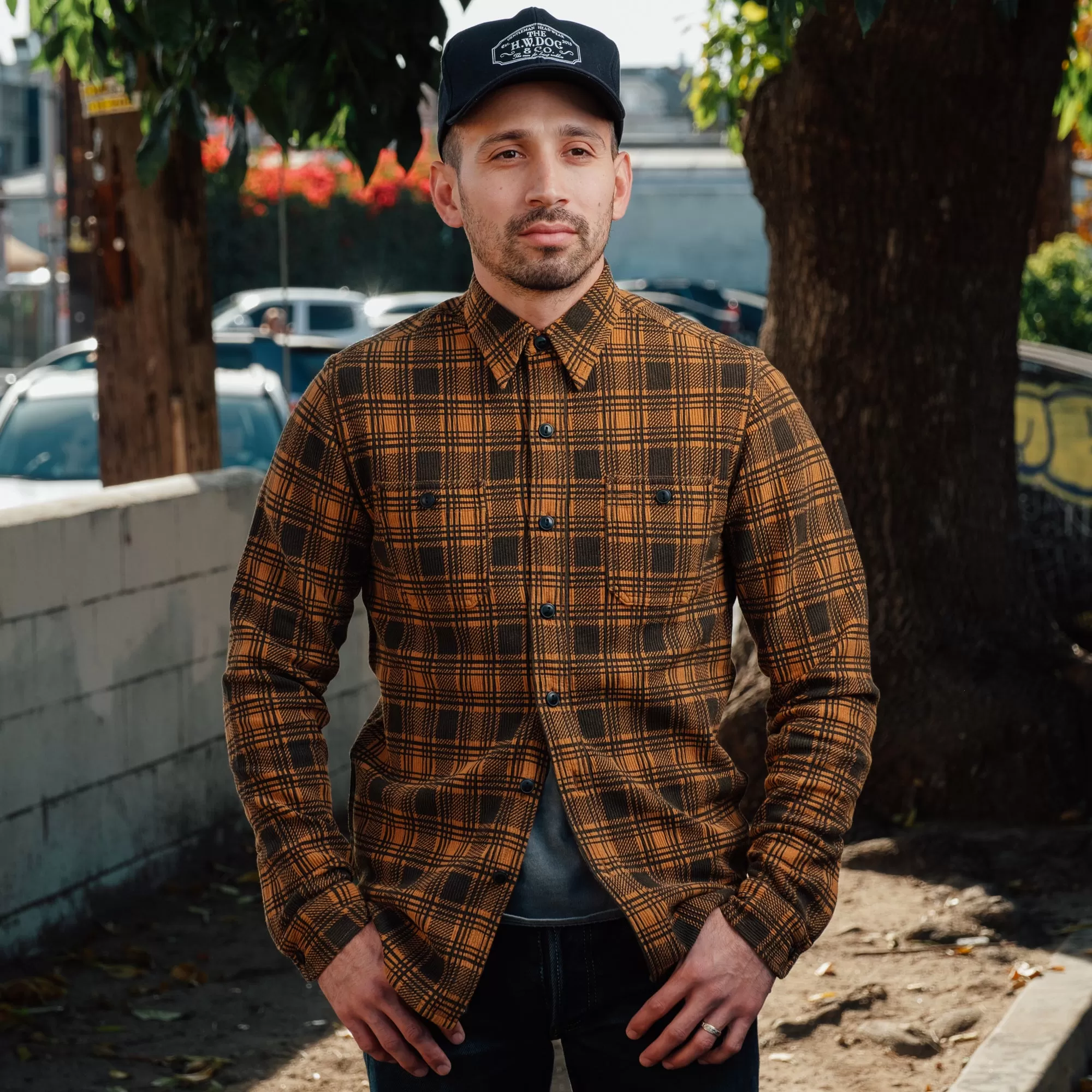 RRL Checked Jersey Workshirt Gold/Black FINAL SALE