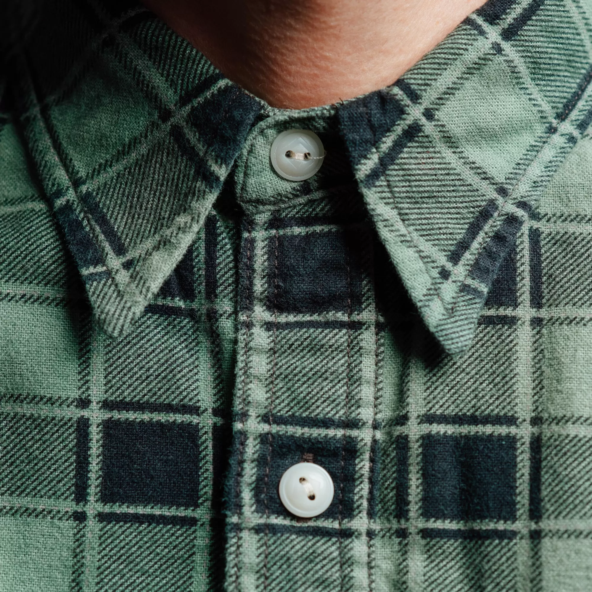 RRL Plaid-Print Chamois Worshirt Green/ Black FINAL SALE