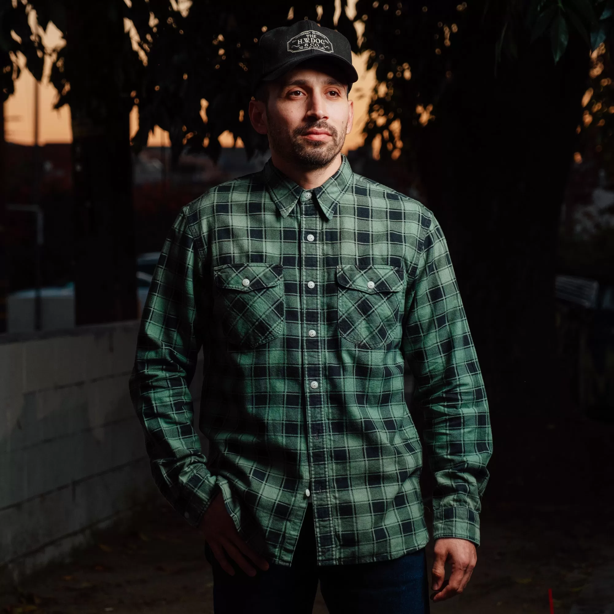 RRL Plaid-Print Chamois Worshirt Green/ Black FINAL SALE