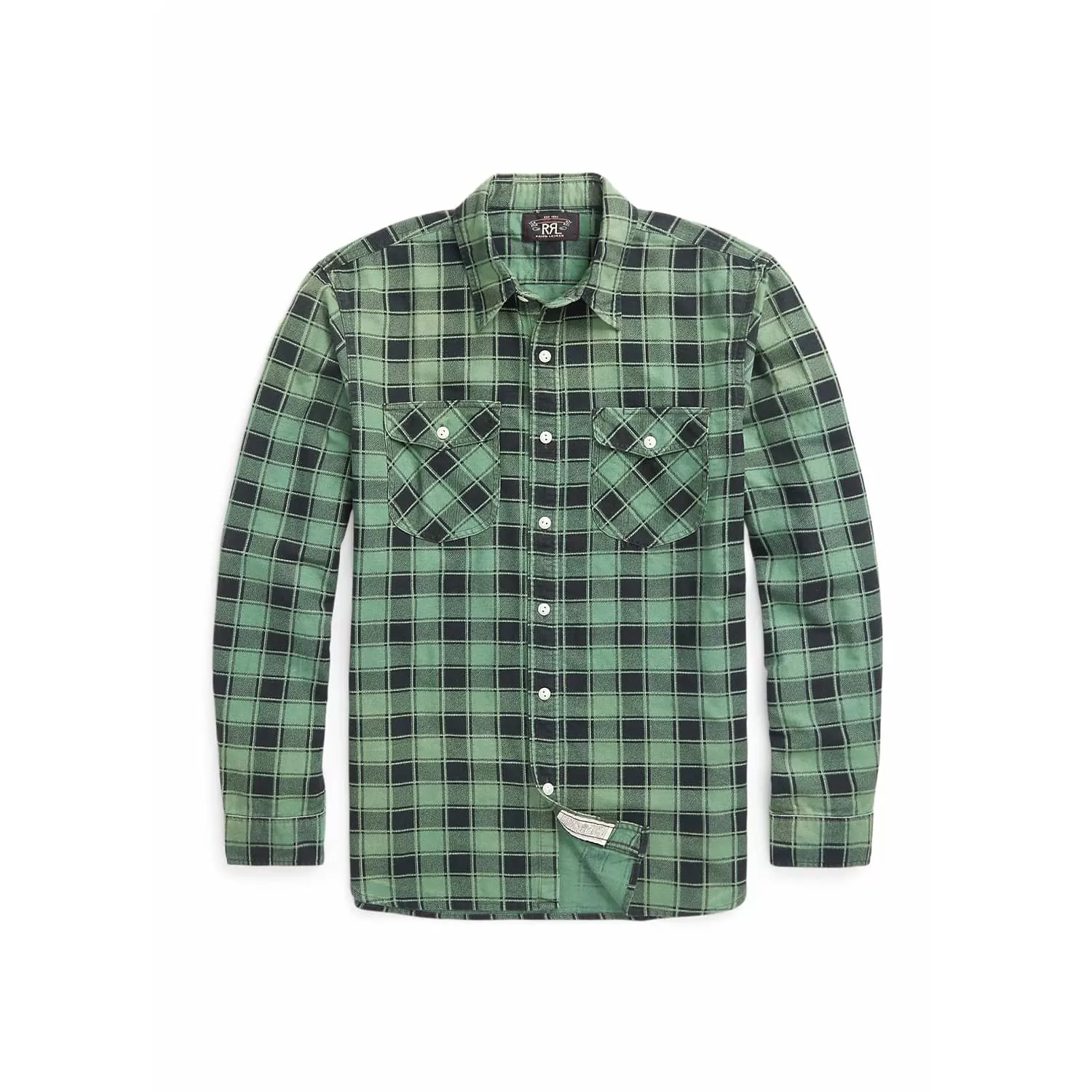 RRL Plaid-Print Chamois Worshirt Green/ Black FINAL SALE