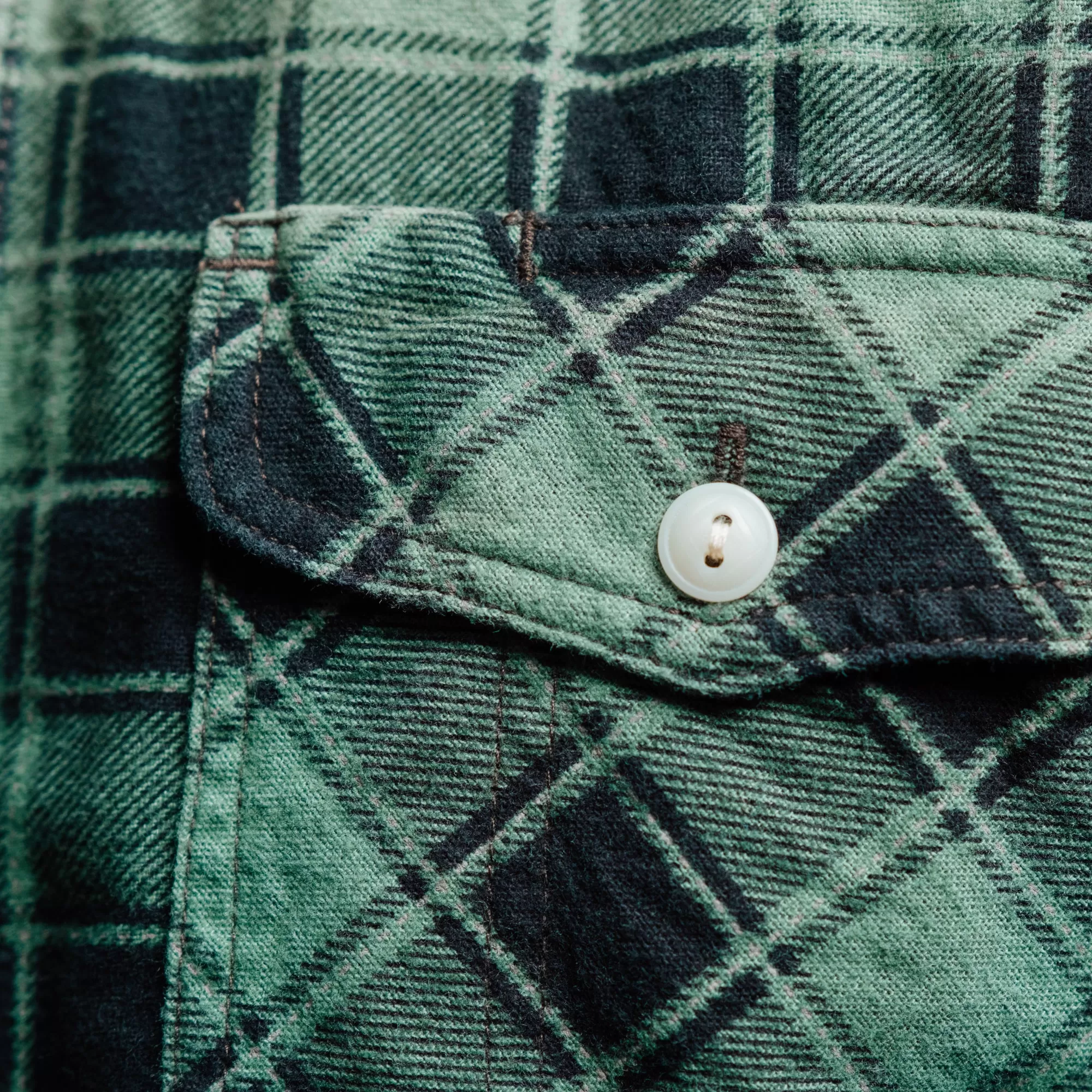 RRL Plaid-Print Chamois Worshirt Green/ Black FINAL SALE