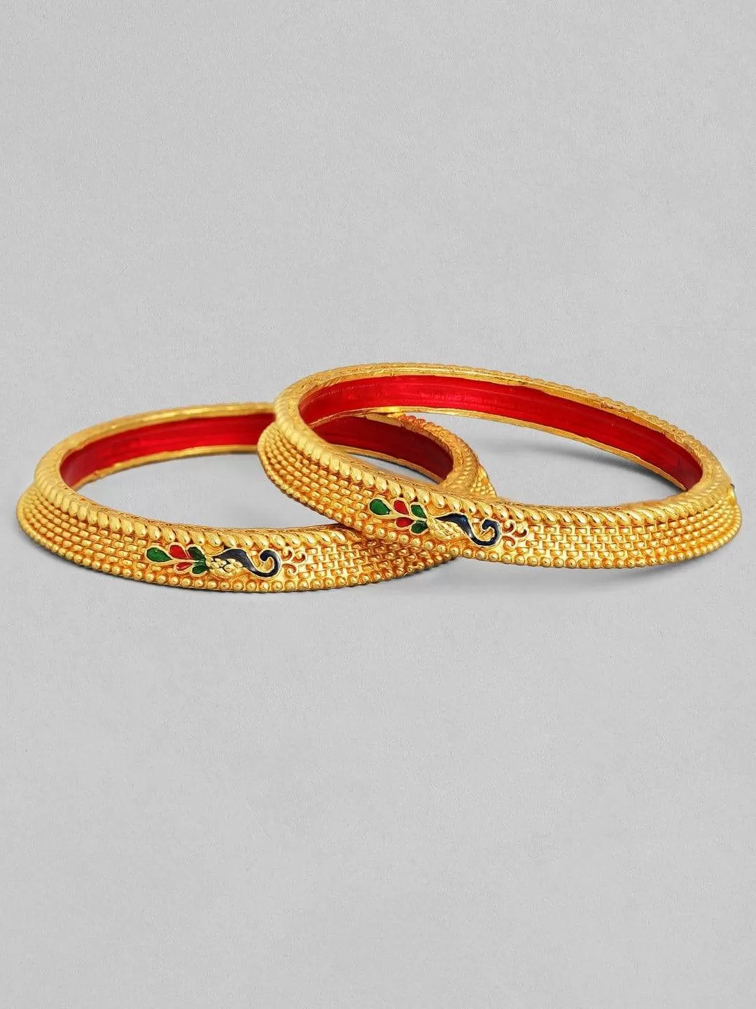 Rubans 22K Gold Plated Handcrafted Enamel Set of 2 Bangles