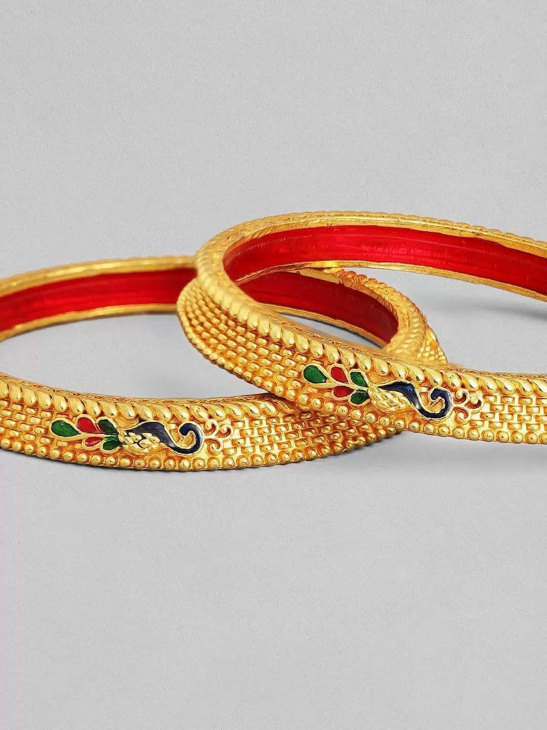 Rubans 22K Gold Plated Handcrafted Enamel Set of 2 Bangles