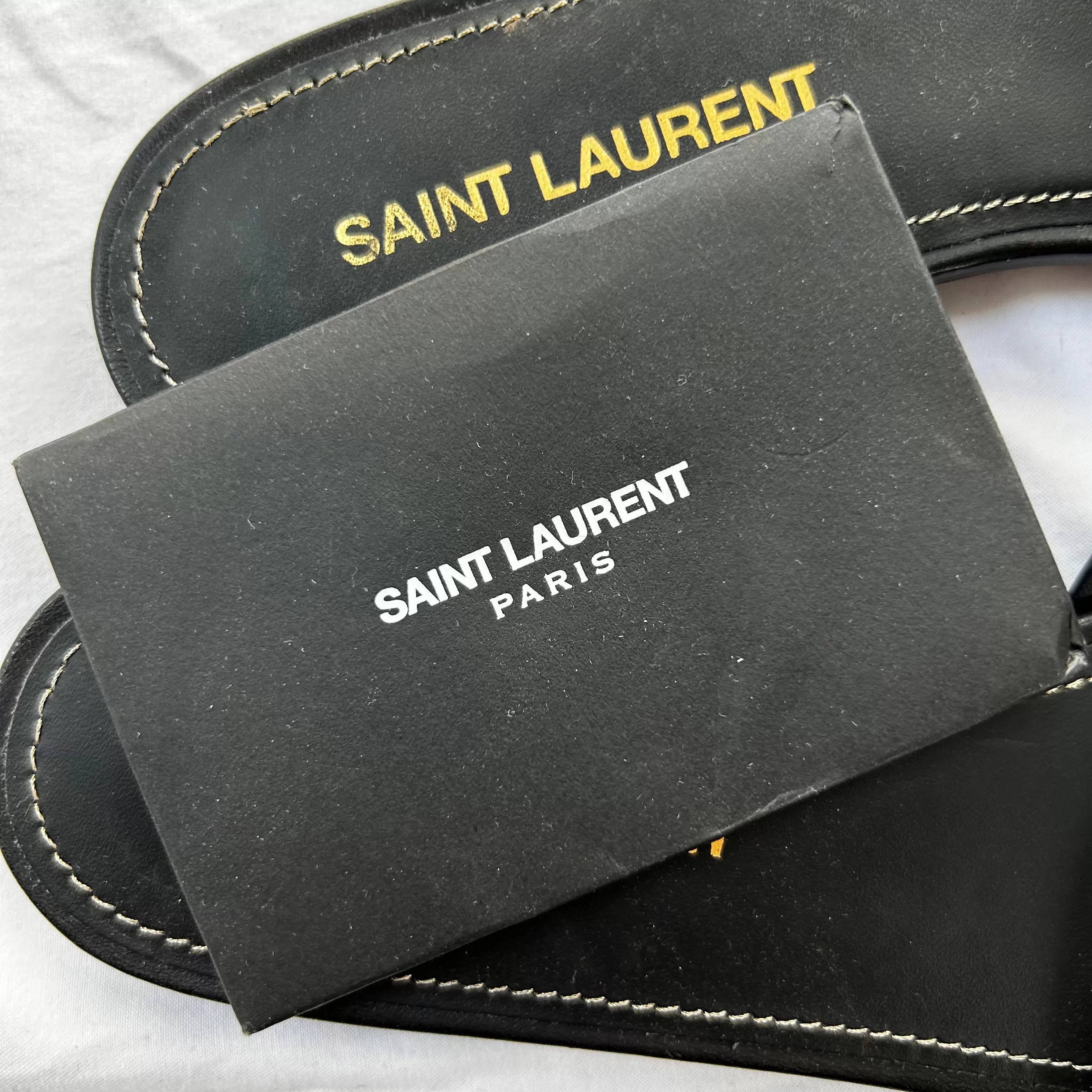 Saint Laurent 595 Black Leather Tribute Sandals 37