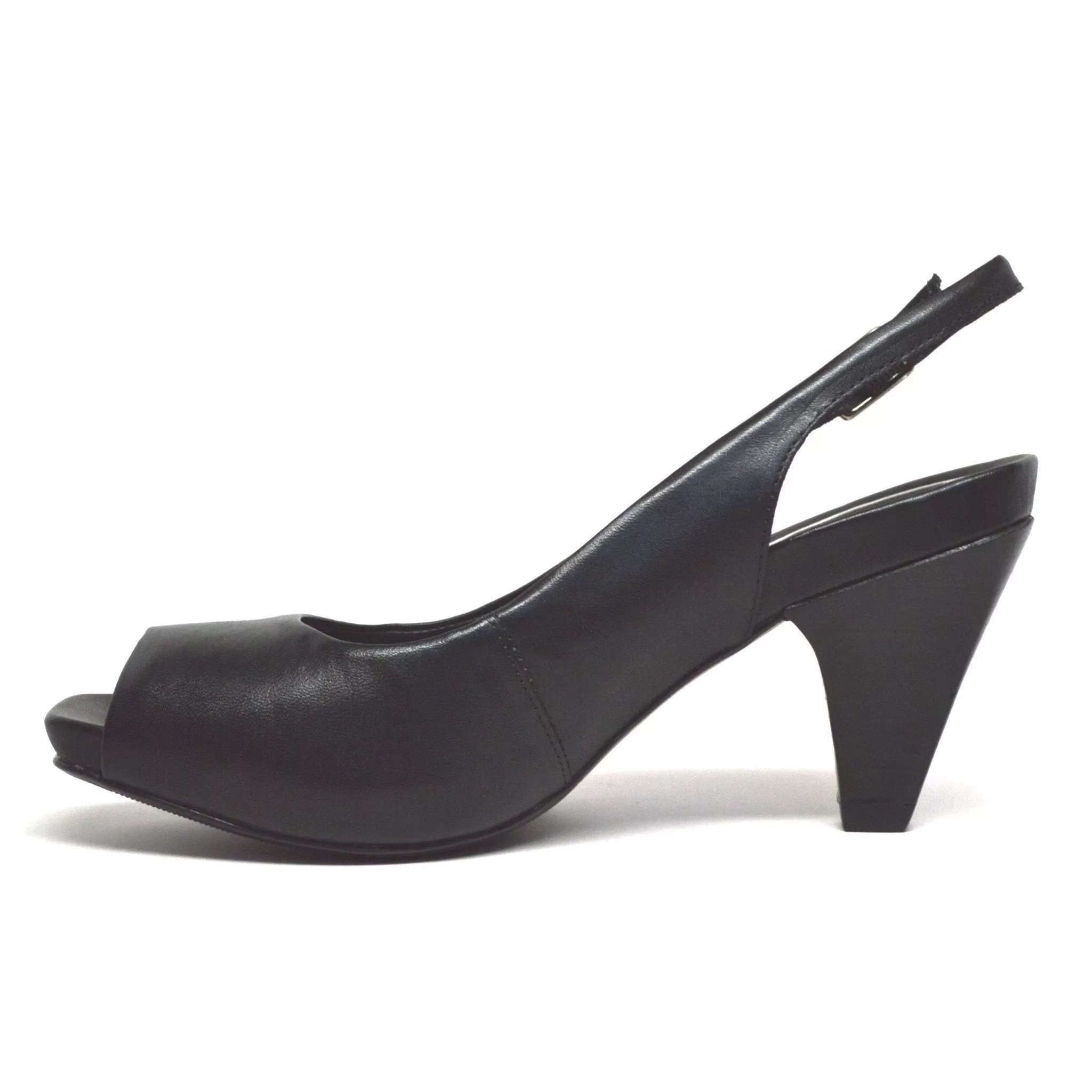 SLING MID HEEL - BLACK LEATHER