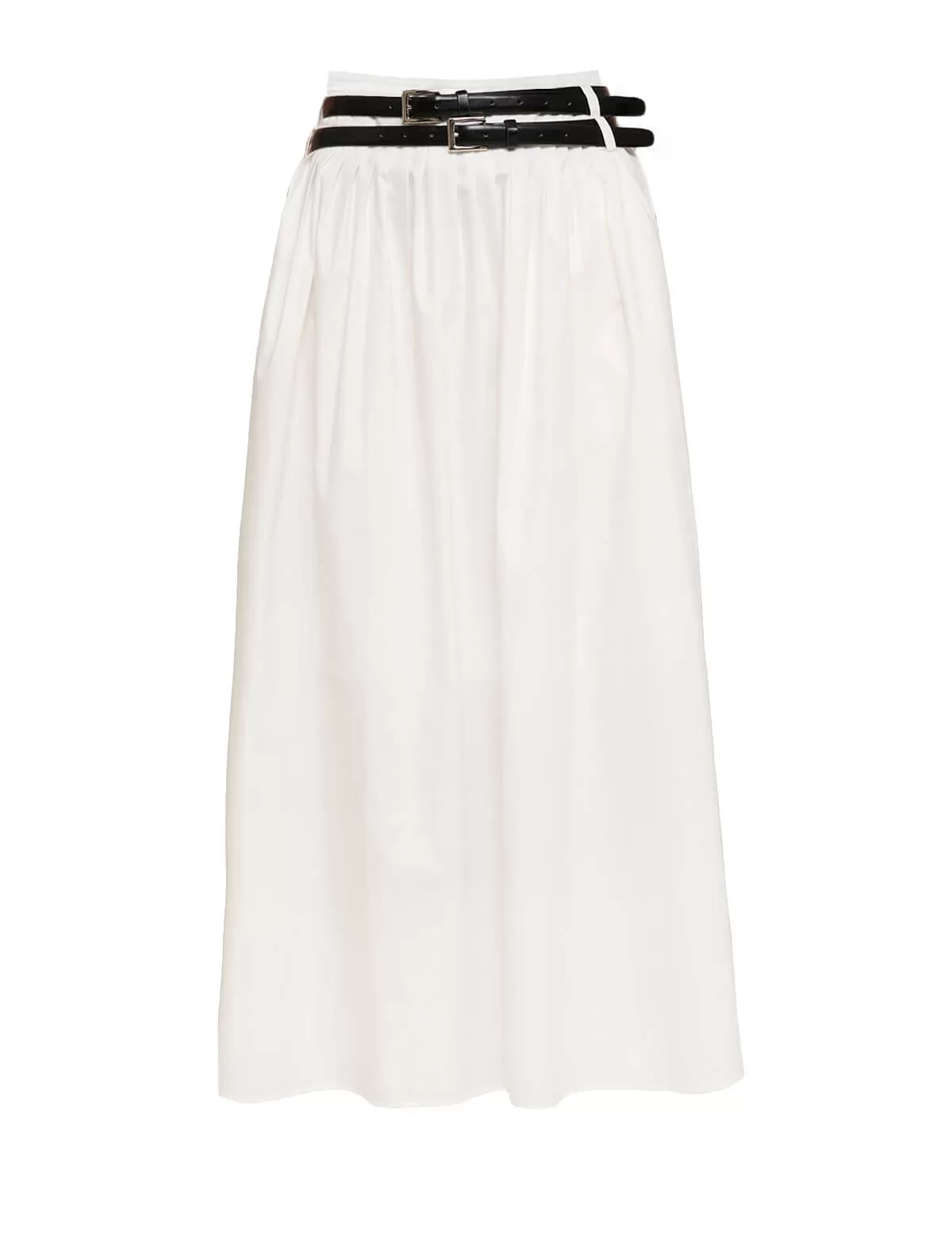 Thea White Double Belted Skirt-PREORDER