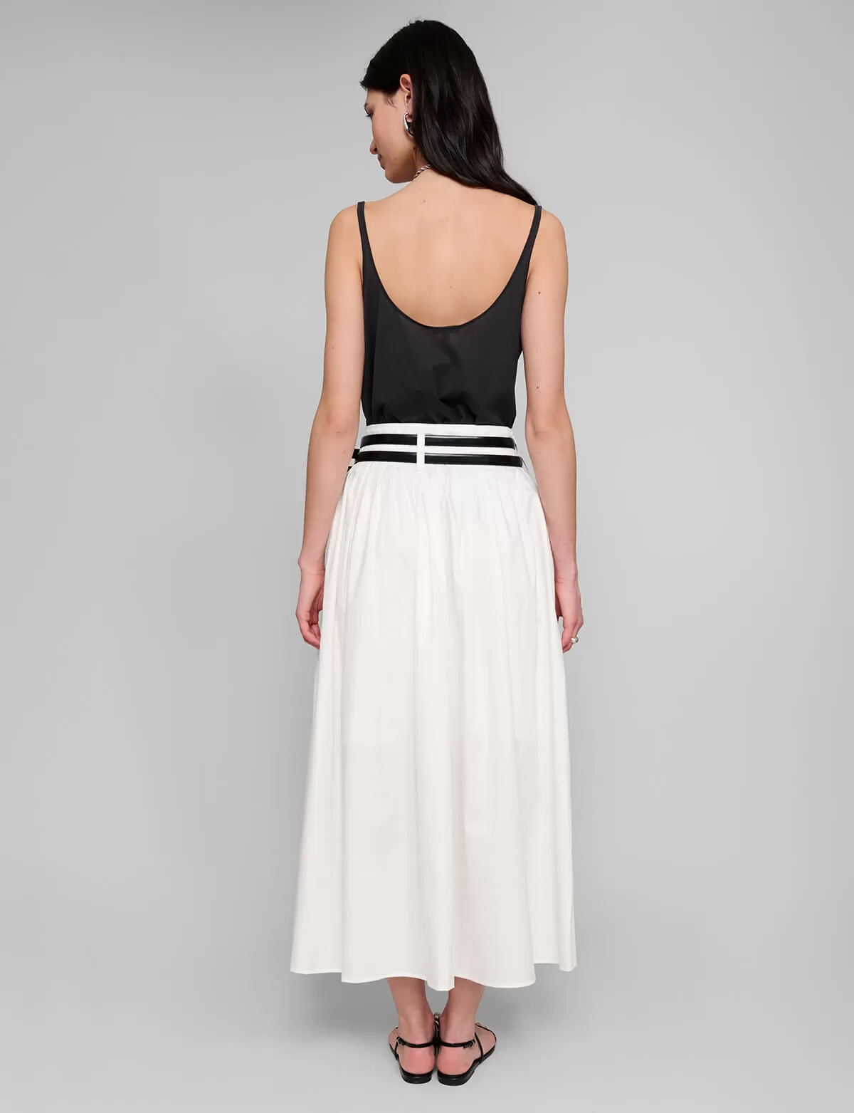 Thea White Double Belted Skirt-PREORDER