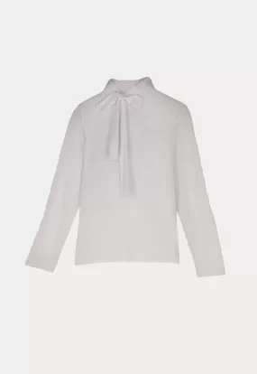 Tie High-Neck Long Sleeves Basic Top