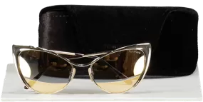 Tom Ford Metallic Natasya Gold Mirror Cat Eye Sunglasses In Case