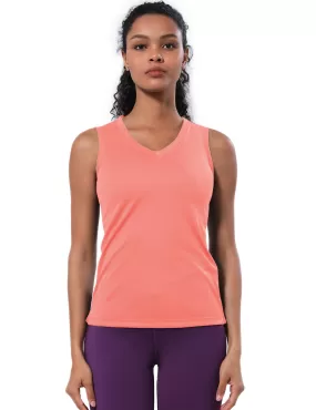 V Neck Sleeveless Athletic Shirts coral_yogastudio