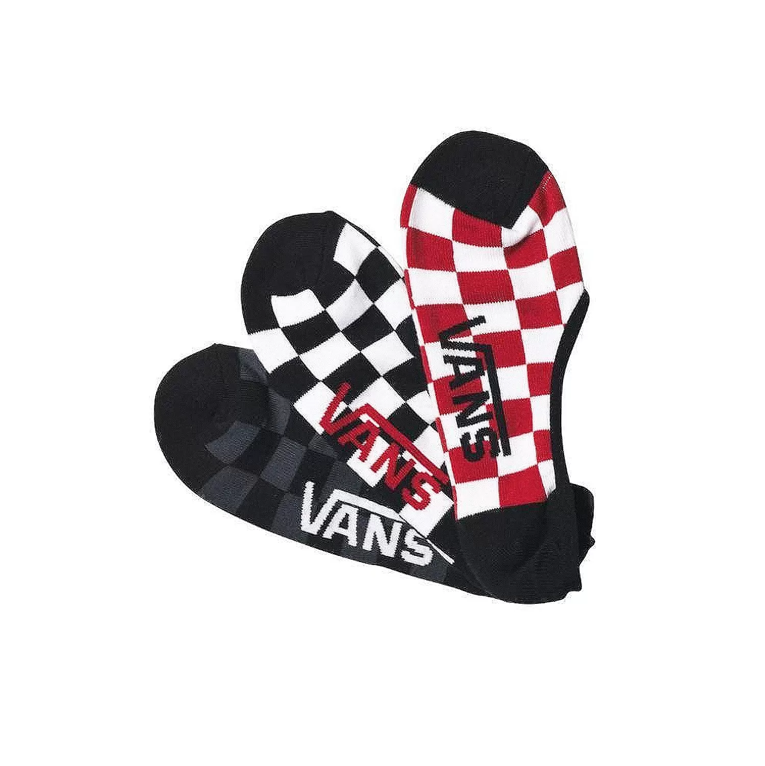 Vans Classic Super No Show Socks 3 Pack Red/Grey/White Check