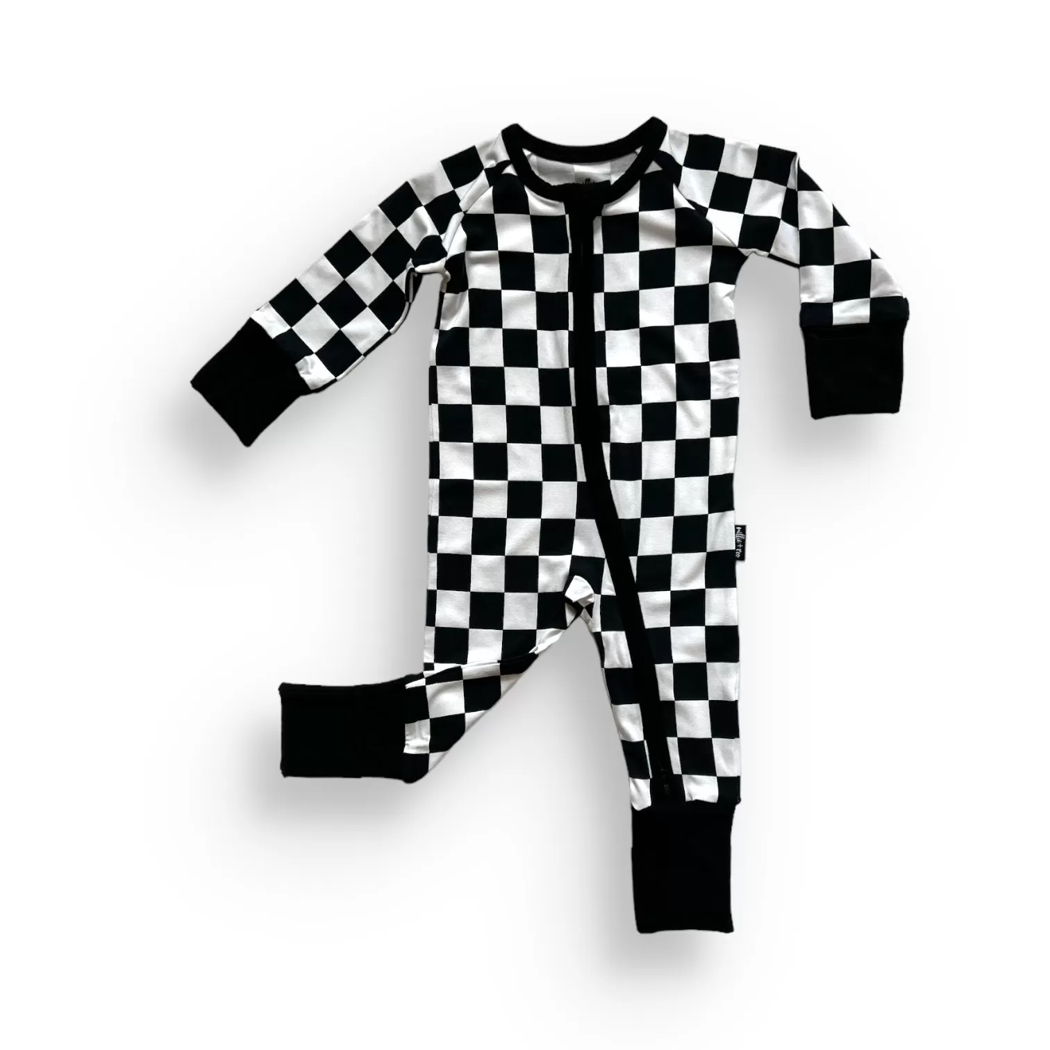 ZIP ROMPER - B W Checkered